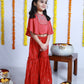RED CAPE TOP AND SHARARA SET