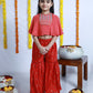 RED CAPE TOP AND SHARARA SET
