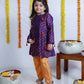 A-LINE PURPLE BANDHANI KURTA SET