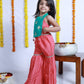 RAMA AND PEACH SILK TOP AND SHARARA SET