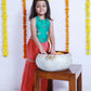 RAMA AND PEACH SILK TOP AND SHARARA SET