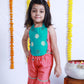 RAMA AND PEACH SILK TOP AND SHARARA SET