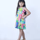 MULTI COLORED GREEN DRESS