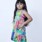 MULTI COLORED GREEN DRESS