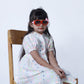 WHITE  MULTI COLORED POLKA DRESS