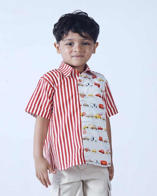 RED CARS AND STRIPES SHIRT