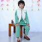 DUSTY GREEN KURTA PAYJAMA WITH WHITE EMBROIDERED JACKET