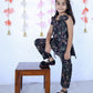 BLACK ANIMAL PRINT KURTA PANTS SET
