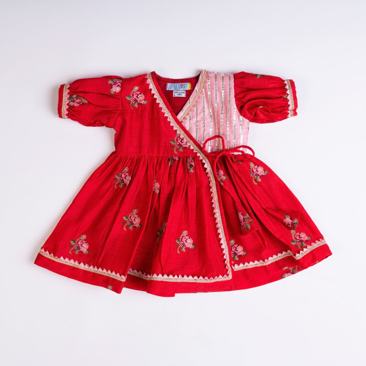 RED CROSS STITCH ANGRAKHA FROCK