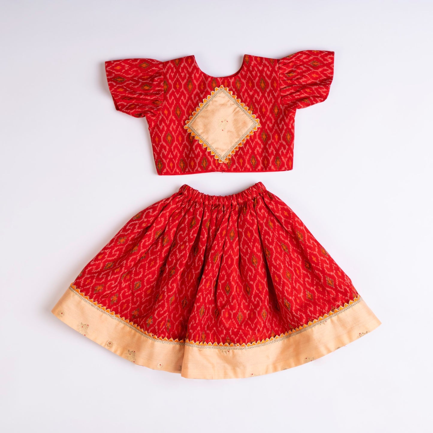RED IKAT LEHENGA SET