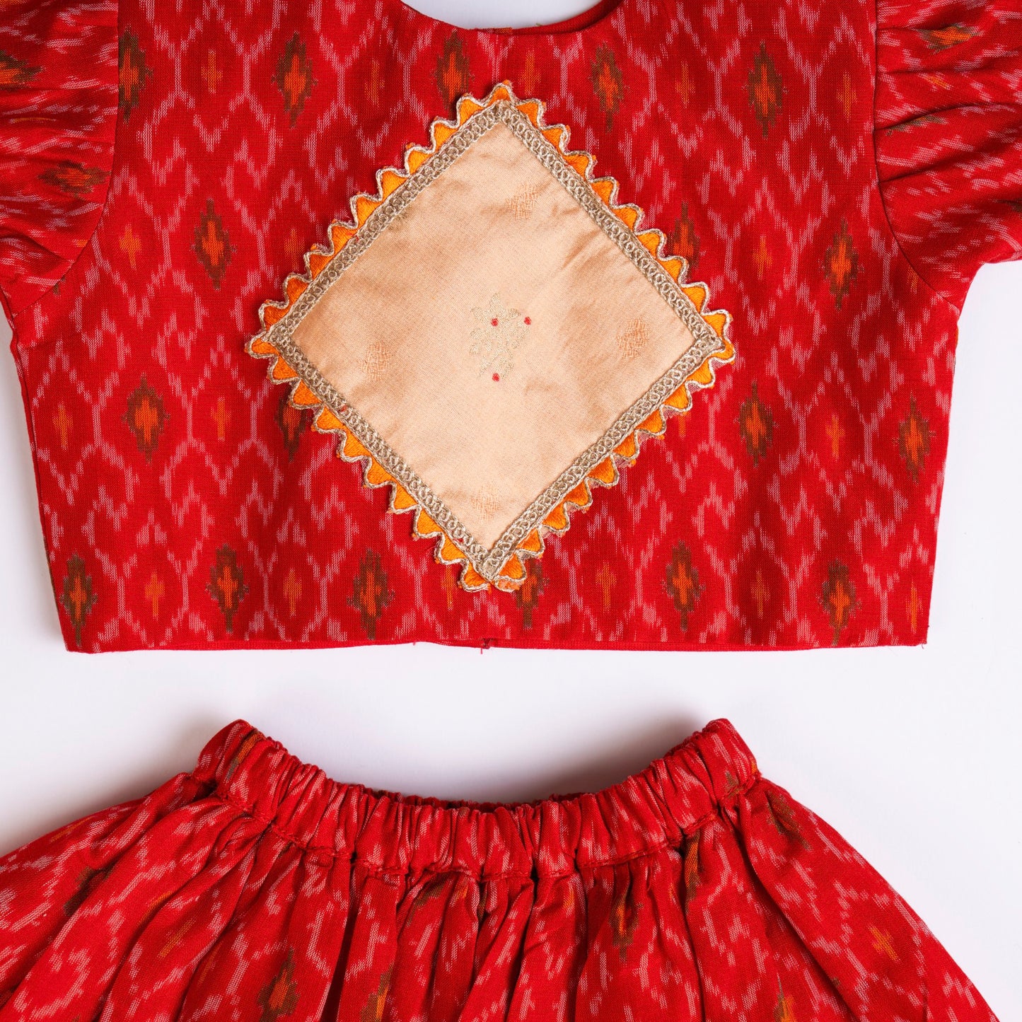 RED IKAT LEHENGA SET