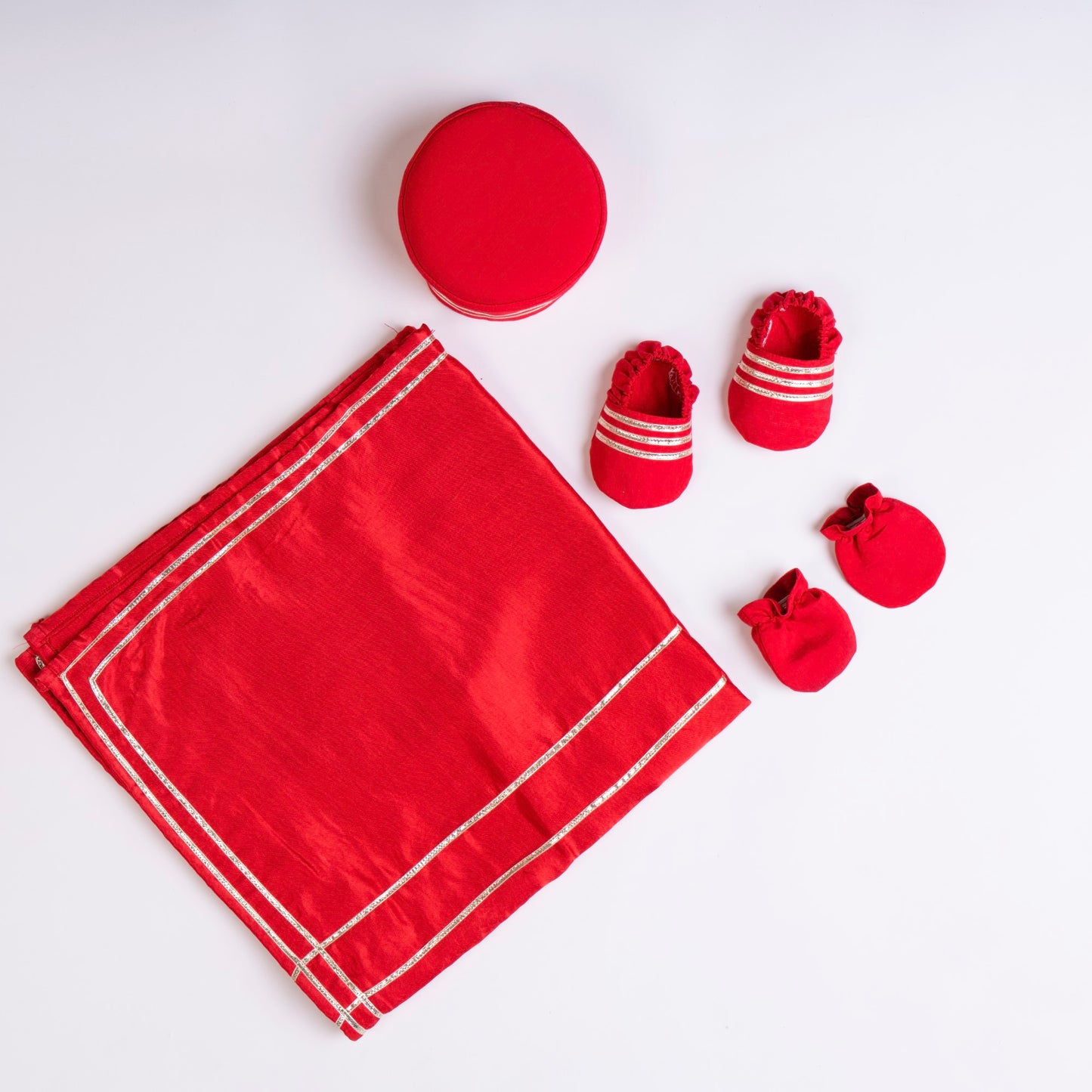 RED ASYMMETRIC KURTA DHOTI SET