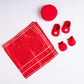 PEACH AND RED DHOTI KURTA SET