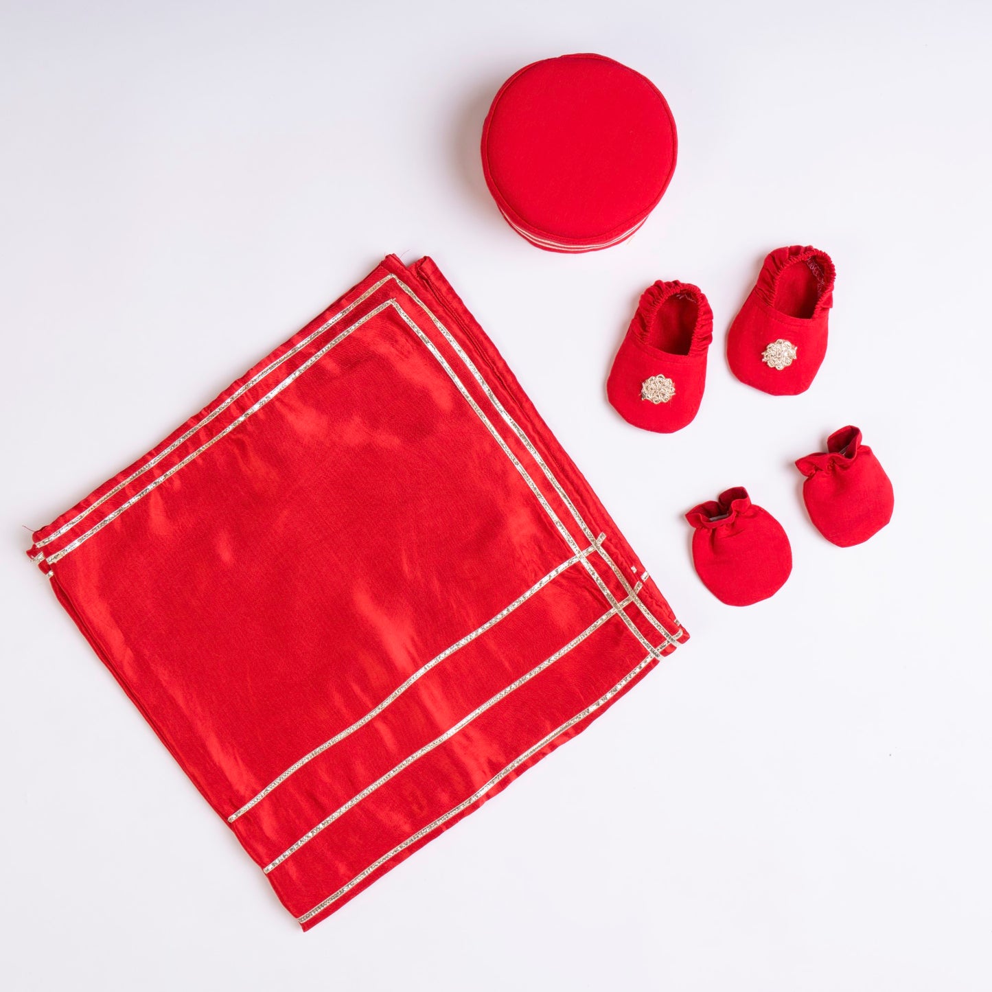 PEACH AND RED DHOTI KURTA SET