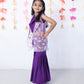 PURPLE COWL NECK CROPTOP AND SHARARA WITH LILAC ORGANZA JACKET