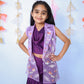 PURPLE COWL NECK CROPTOP AND SHARARA WITH LILAC ORGANZA JACKET