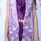 PURPLE COWL NECK CROPTOP AND SHARARA WITH LILAC ORGANZA JACKET