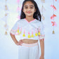 WHITE PLAYFUL CROP TOP WITH SHARARA