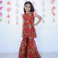 RUSTIC RED ANIMAL PRINT  KURTA SHARARA SET