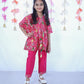 PINK PRINTED KAFTAAN WITH STRAIGHT PANTS