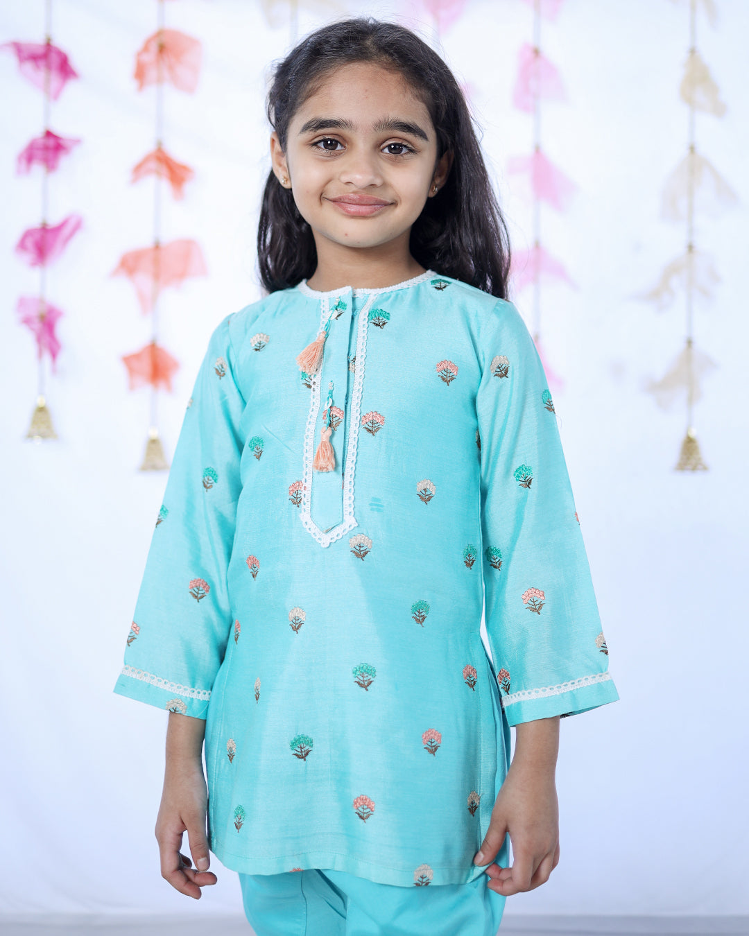 PASTEL BLUE KURTA WITH DHOTI STYLE PANTS