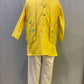 YELLOW HAND EMBROIDERED JACKET KURTA SET