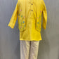YELLOW HAND EMBROIDERED JACKET KURTA SET