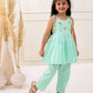 PASTEL SEA GREEN ORGANIC MUL COTTON EMBROIDERED KURTI SET
