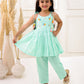 PASTEL SEA GREEN ORGANIC MUL COTTON EMBROIDERED KURTI SET