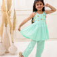 PASTEL SEA GREEN ORGANIC MUL COTTON EMBROIDERED KURTI SET