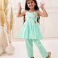 PASTEL SEA GREEN ORGANIC MUL COTTON EMBROIDERED KURTI SET