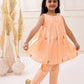 PEACH ORGANIC MUL COTTON EMBROIDERED KURTI SET