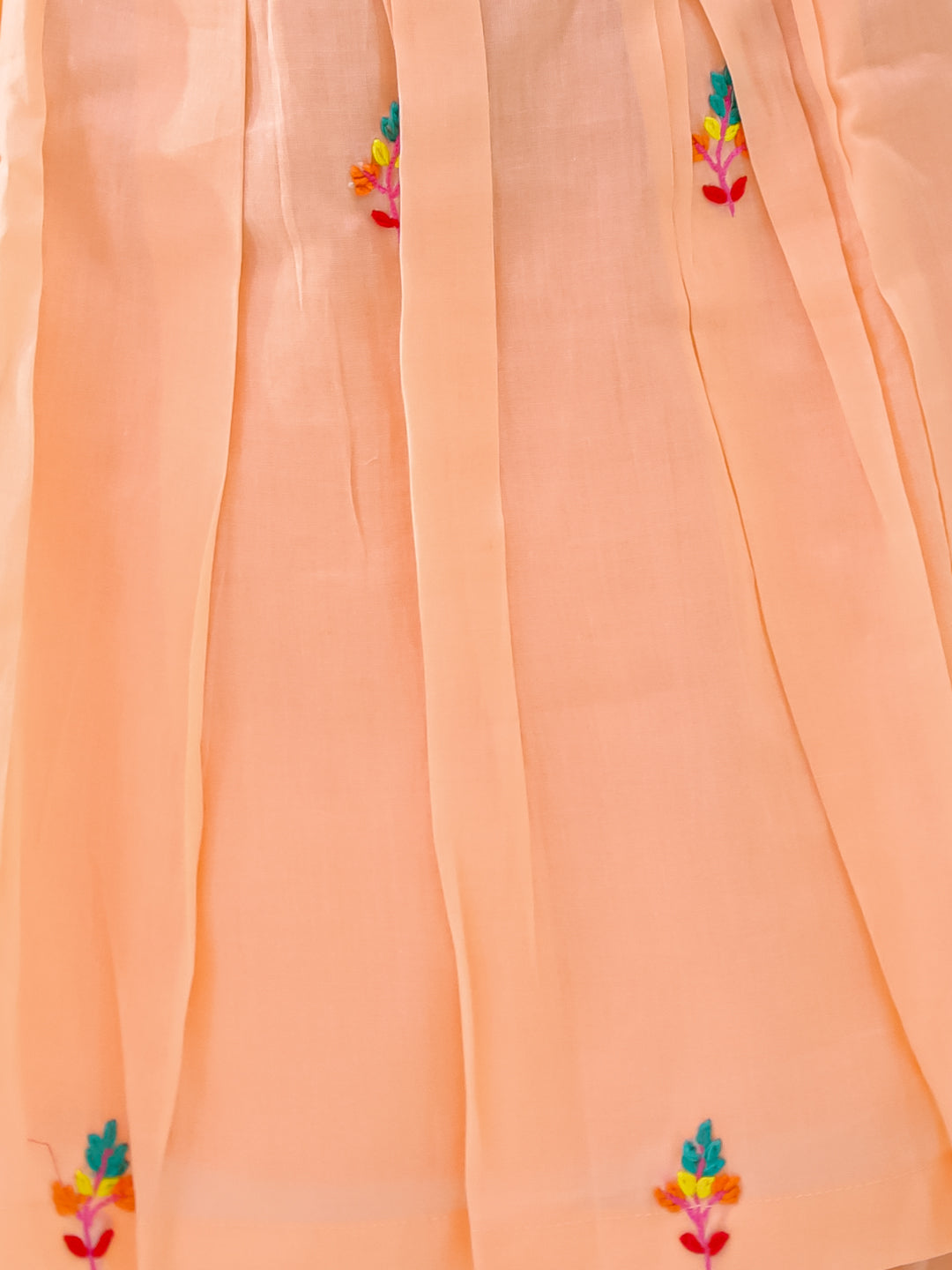 PEACH ORGANIC MUL COTTON EMBROIDERED KURTI SET