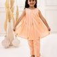 PEACH ORGANIC MUL COTTON EMBROIDERED KURTI SET