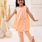 PEACH ORGANIC MUL COTTON EMBROIDERED KURTI SET