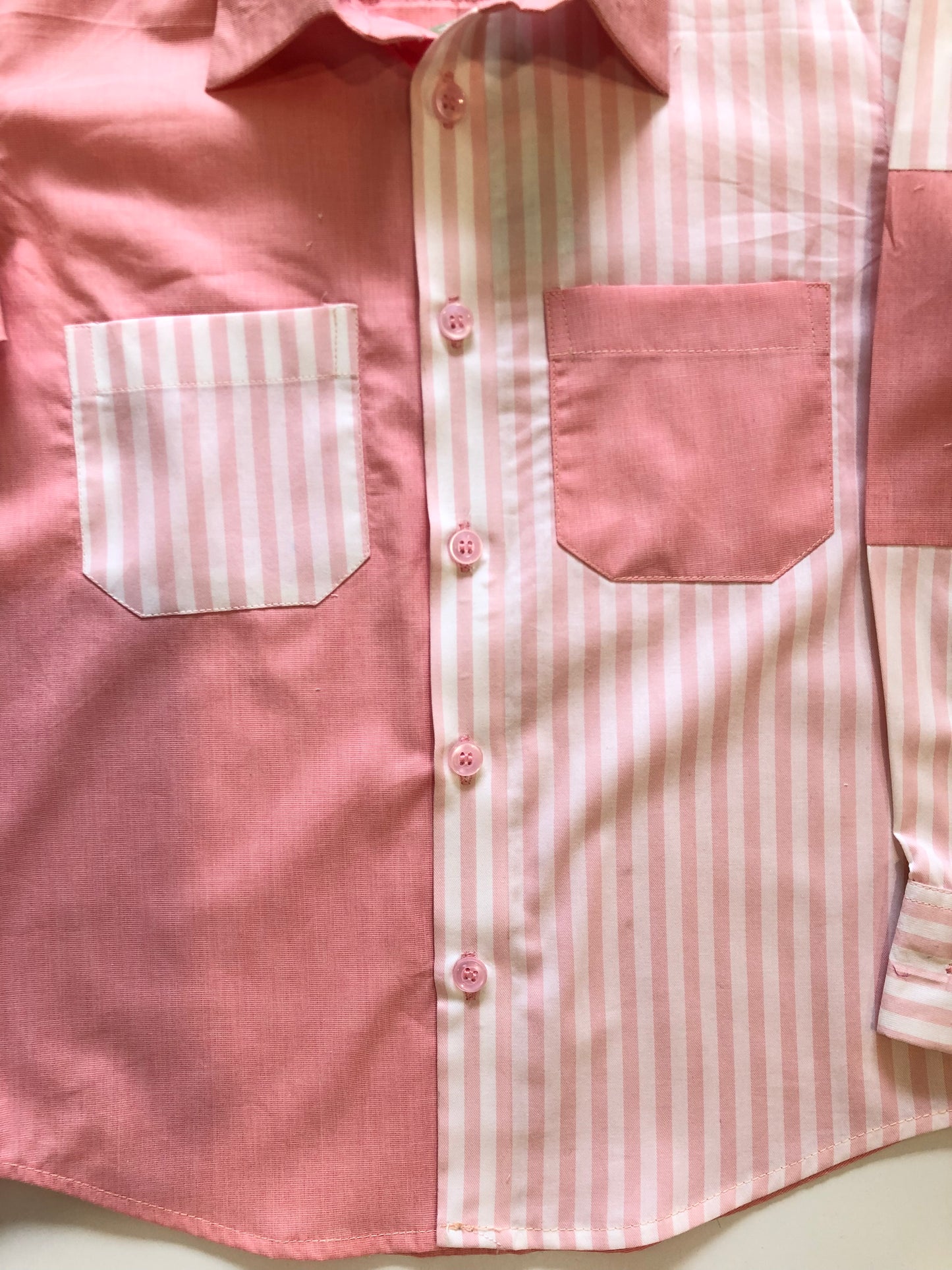 PEACH STIPES WITH PLAIN SHIRT
