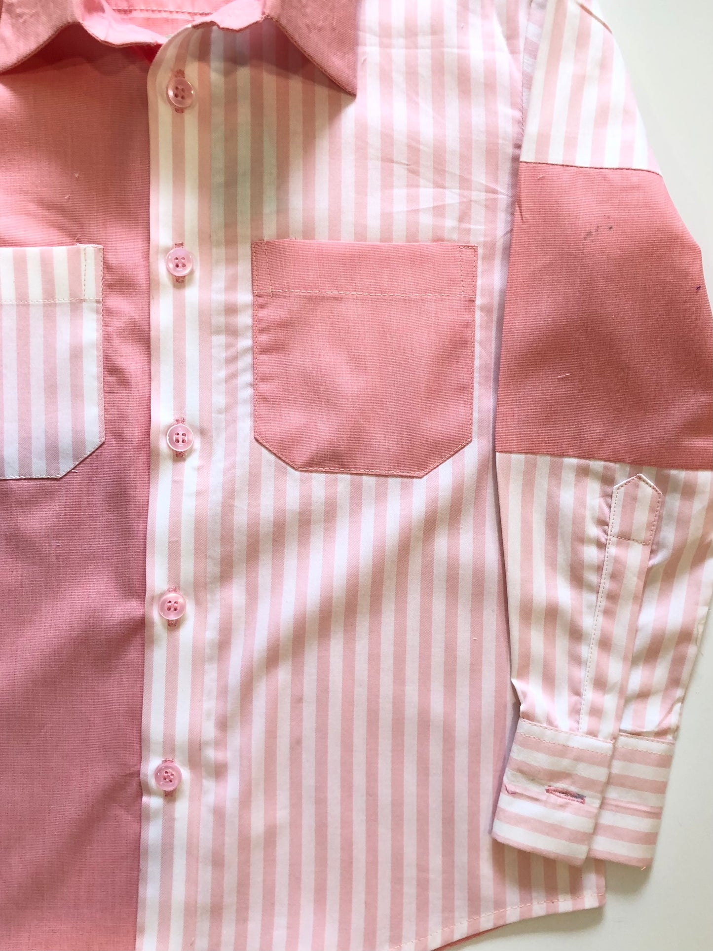 PEACH STIPES WITH PLAIN SHIRT