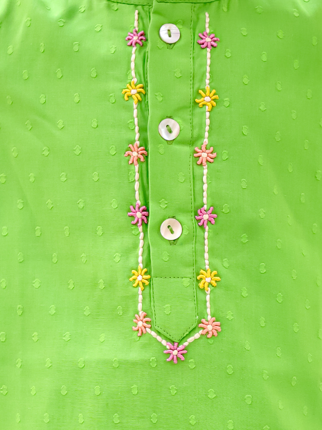 NEON GREEN EMBROIDERED KURTA SET