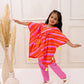 ORANGE AND PINK LEHERIYA KAFTAN SET