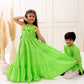 NEON GREEN EMBROIDERED KURTA SET