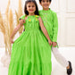 NEON GREEN EMBROIDERED KURTA SET
