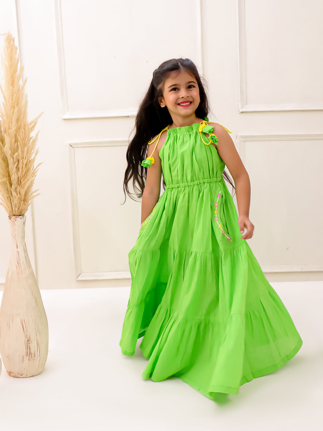 NEON TIERED TASSEL DRESS