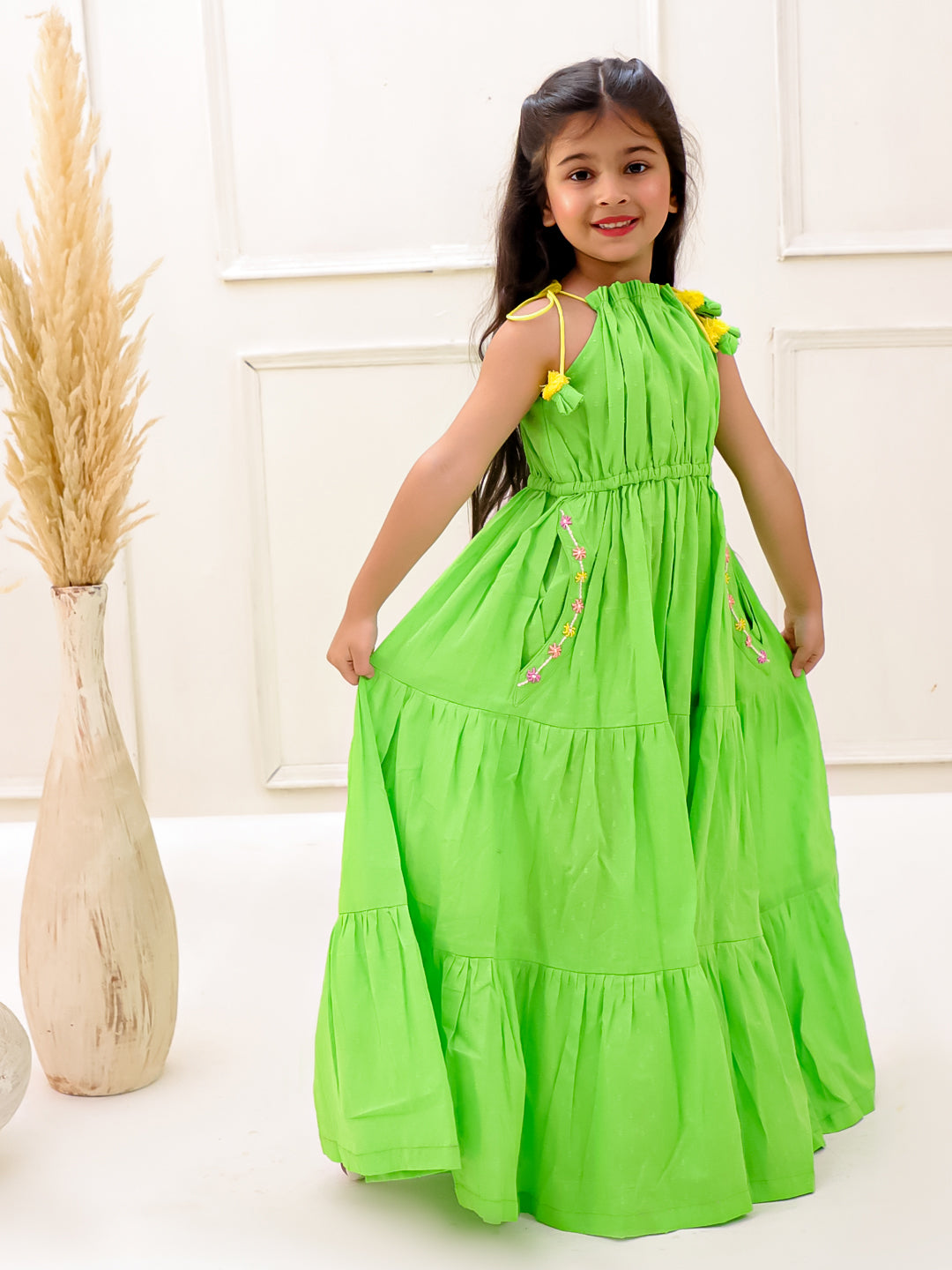 NEON TIERED TASSEL DRESS
