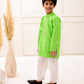 NEON GREEN EMBROIDERED KURTA SET