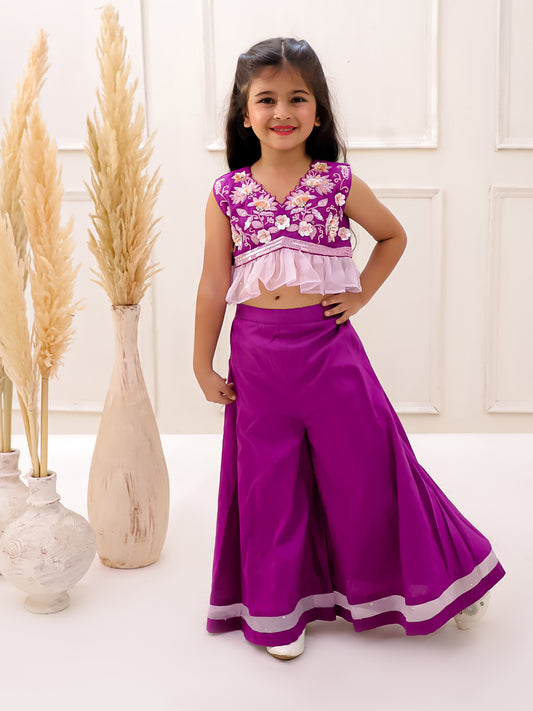 PURPLE CUTWORK  AND FRILL SET