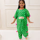 GREEN ASYMMETRIC LEHERIYA KAFTAN SET