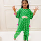 GREEN ASYMMETRIC LEHERIYA KAFTAN SET