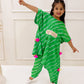 GREEN ASYMMETRIC LEHERIYA KAFTAN SET