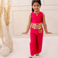PINK PETAL EMBROIDERED CROP TOP PANTS
