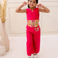 PINK PETAL EMBROIDERED CROP TOP PANTS